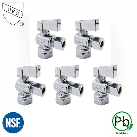 Thrifco Plumbing 1/2 Inch FIP x 3/8 Inch Comp Quarter-Turn Angle Stop Valve, Lea 9406462